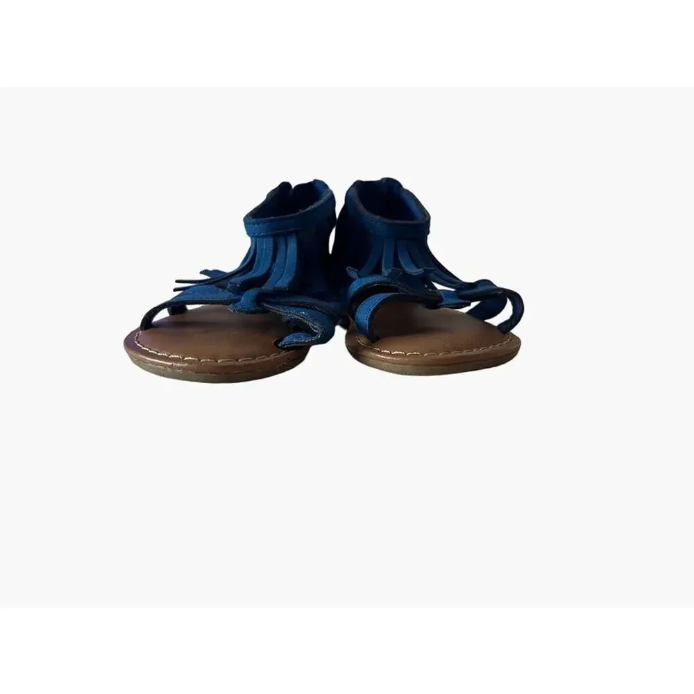 BabyGap Sandals Blue Sueded Tassel Fringe Thong Size 6 Excellent very gently use
